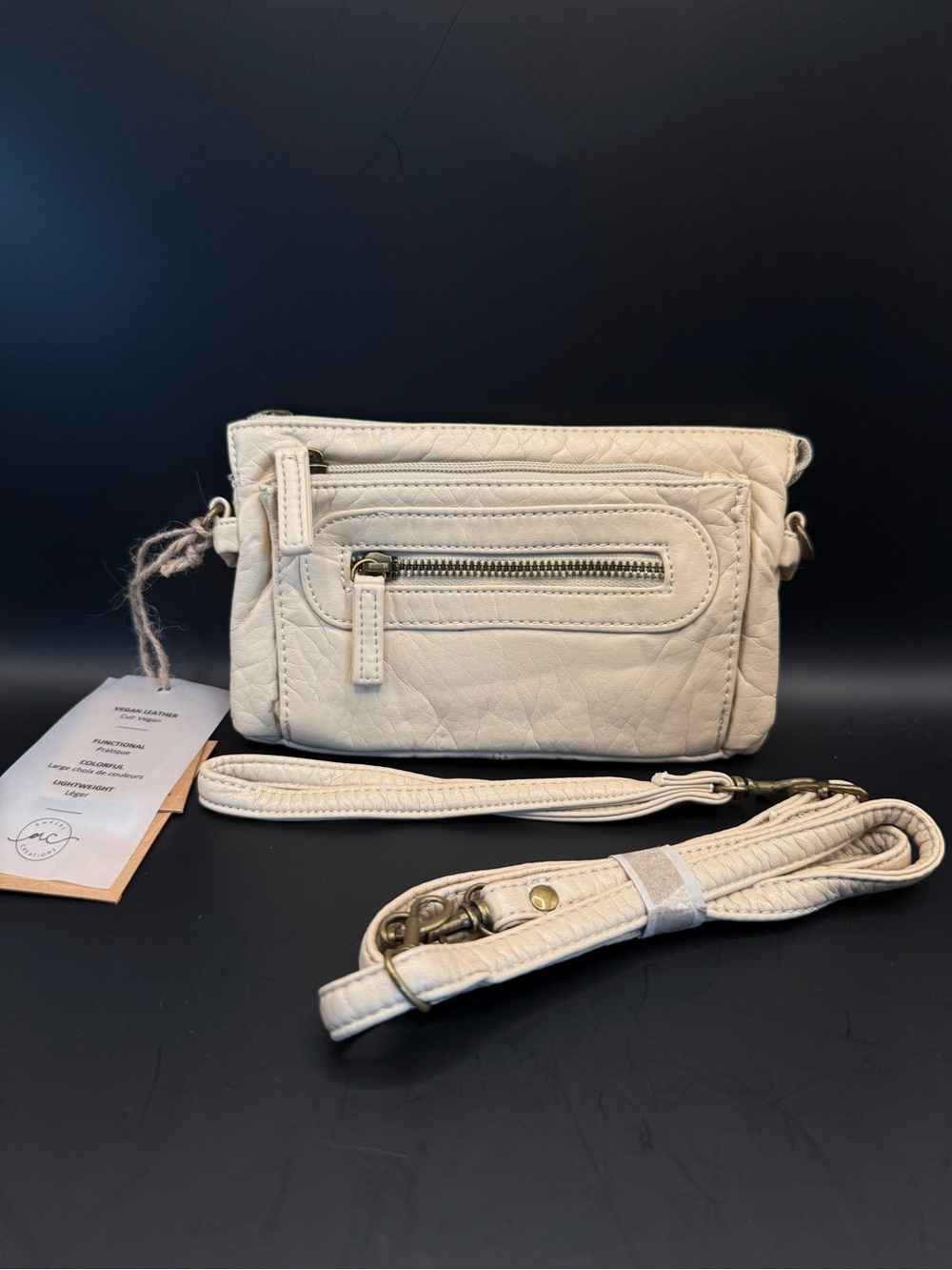Cream Crossbody or Wristlet Bag with lots of storage!